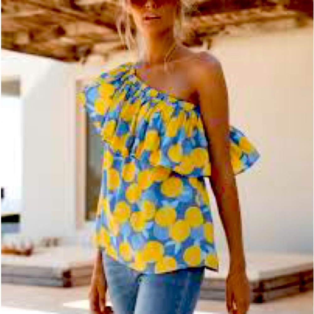 Mister Zimi one size fits all lemon blouse off shoulder, one shoulder, you pick!